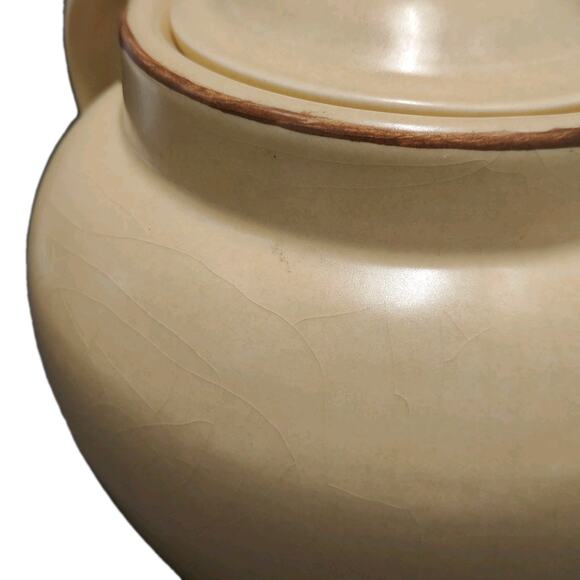 Vintage Pfalzgraff Village Bean Pot W/Handle & Lid #70 Retired Pattern Crazing - Picture 7 of 13